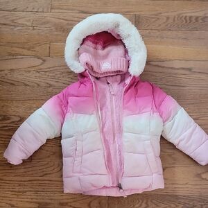 Snozu Pink and White Kids Puffer Jacket